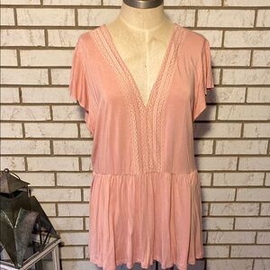 Torrid Pink Cap Sleeve Blouse with Relaxed Pleats
